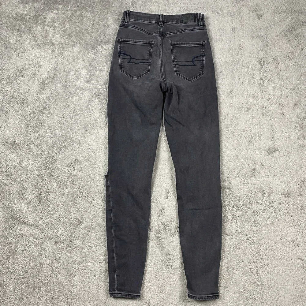 American Eagle‎ Jeans Womens 0 Regular Black Stretch Curvy Super Hi-Rise Jegging